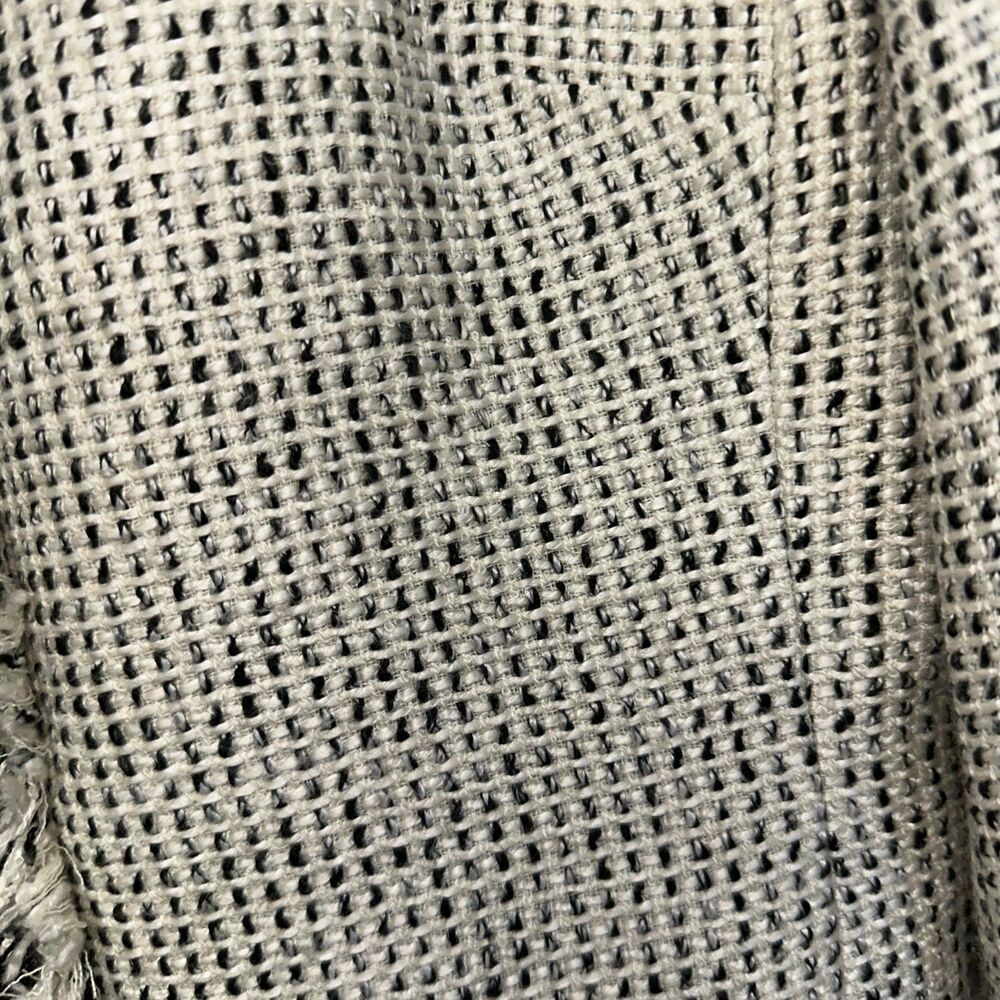 White House Black Market Womens  8 White Fringe Trim Open Front Tweed Blazer